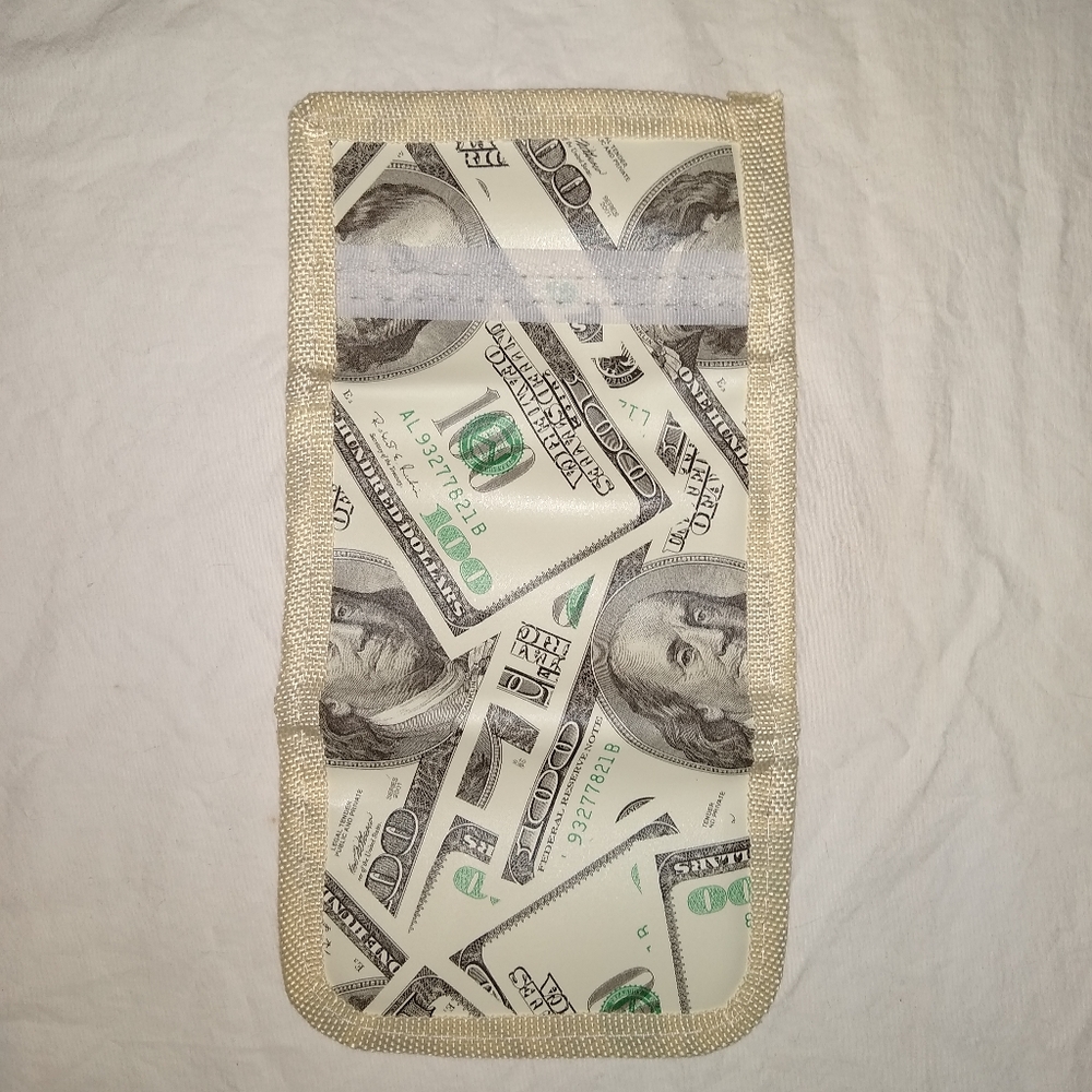 Wallet 100 Dollar Print Casual Utility Unisex Unique Gift Birthday Green Cream